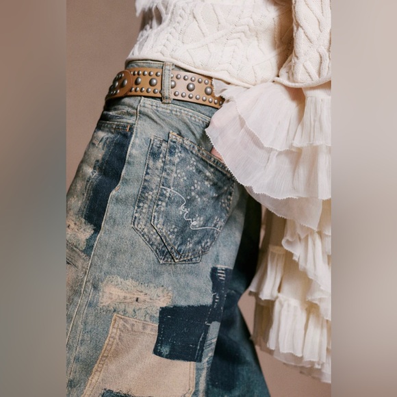 Free People We the Free Illusions Printed Relaxed Jeans Sz 30 Indigo NWT - Picture 10 of 13